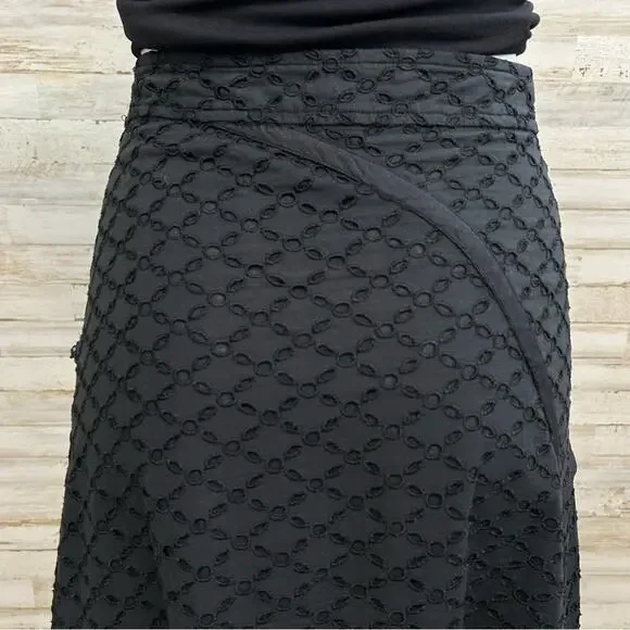 Maxmara Weekend Eyelet Broderie-Anglaise Ruffle Asymmetric Skirt Size M Black - Picture 9 of 14